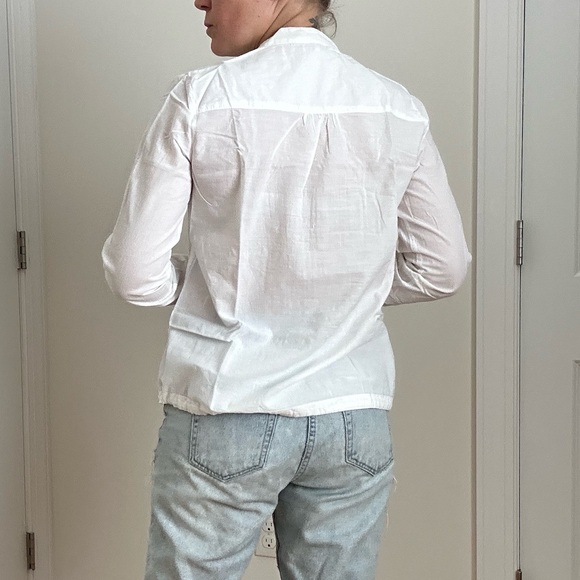 Cotton Embroidered Button Front Shirt with Drawstring Hem - Picture 6 of 9